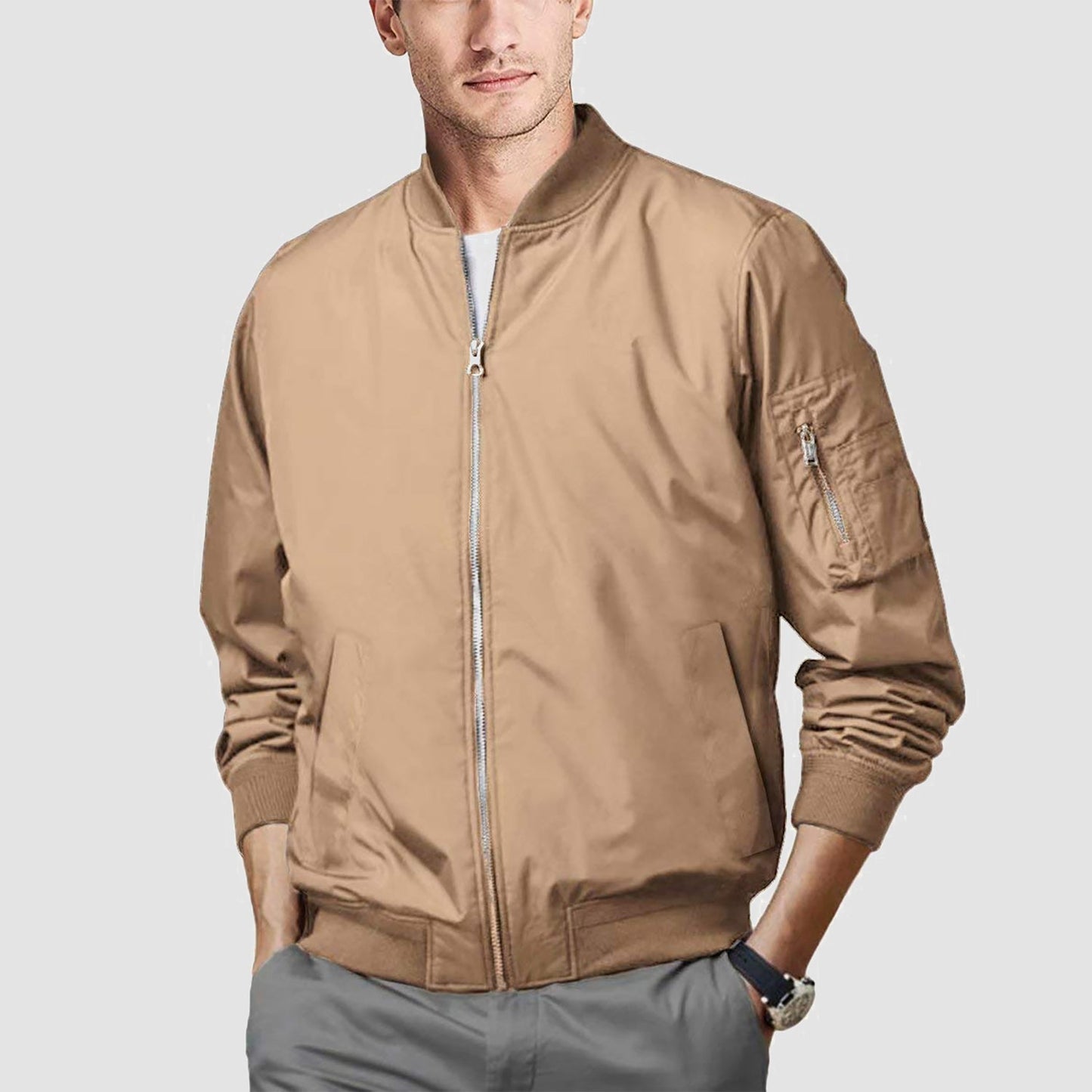 Men's Bomber Jacket Lightweight Windproof Casual Jacket