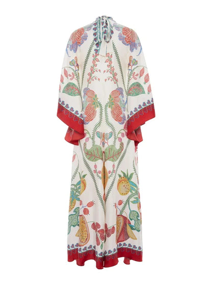 Hand-Placed Ebony Print Maxi Dress