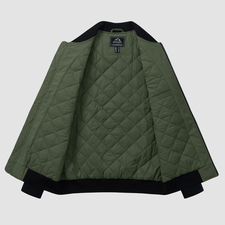 Men's Winter Bomber Jacket, Quilted & Windproof Zip-Up Coat