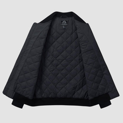 Men's Winter Bomber Jacket, Quilted & Windproof Zip-Up Coat