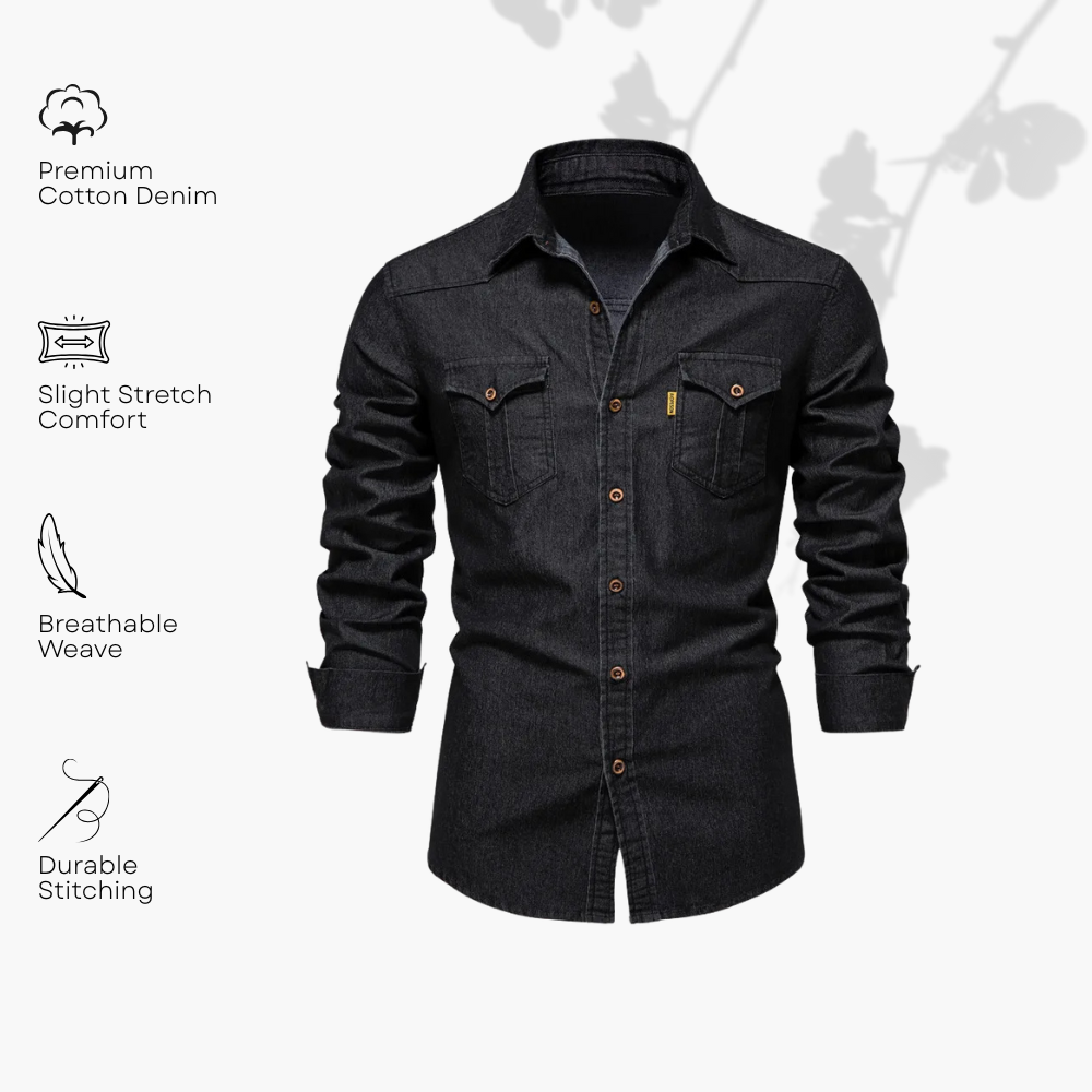 AdaptiveFit Cotton Denim Shirt: Tailored For Men