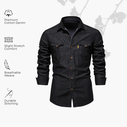 AdaptiveFit Cotton Denim Shirt: Tailored For Men