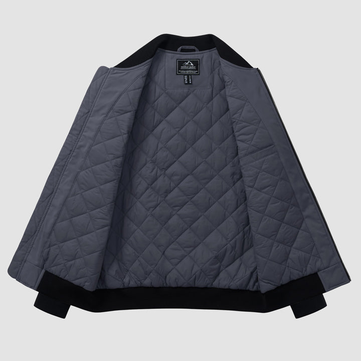 Men's Winter Bomber Jacket, Quilted & Windproof Zip-Up Coat