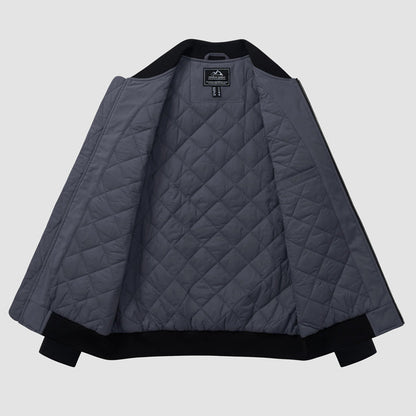 Men's Winter Bomber Jacket, Quilted & Windproof Zip-Up Coat