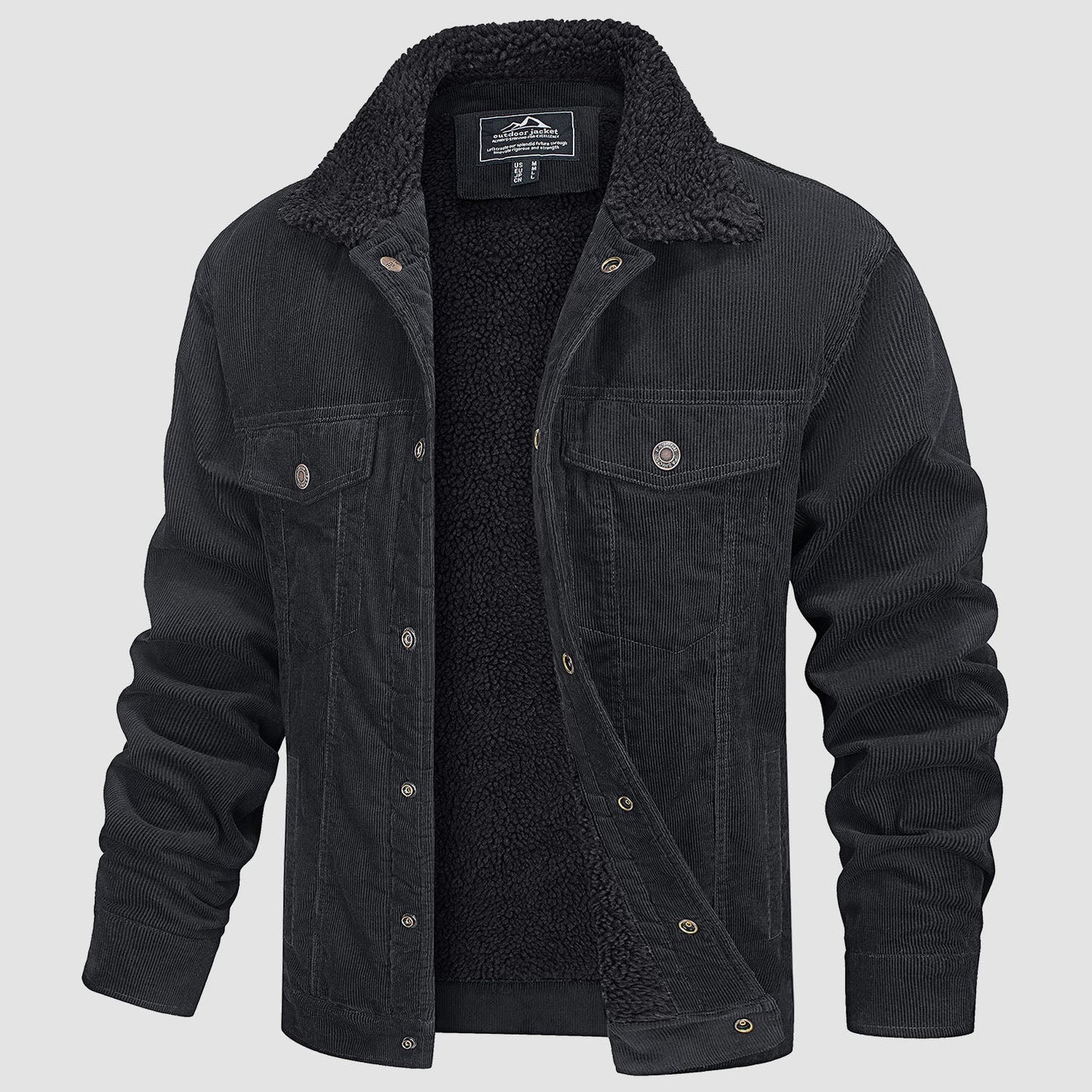 Men's Corduroy Jacket - Sherpa-Lined Winter Coat