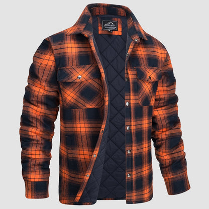Men's Quilted Flannel Jacket - Warm Winter Padded Shirt
