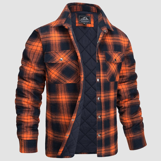Men's Quilted Flannel Jacket - Warm Winter Padded Shirt