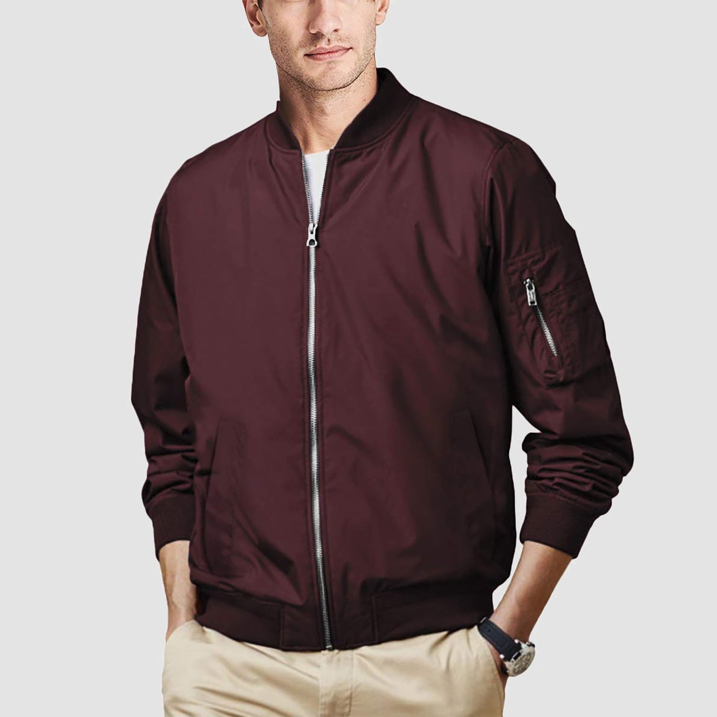 Men's Bomber Jacket Lightweight Windproof Casual Jacket