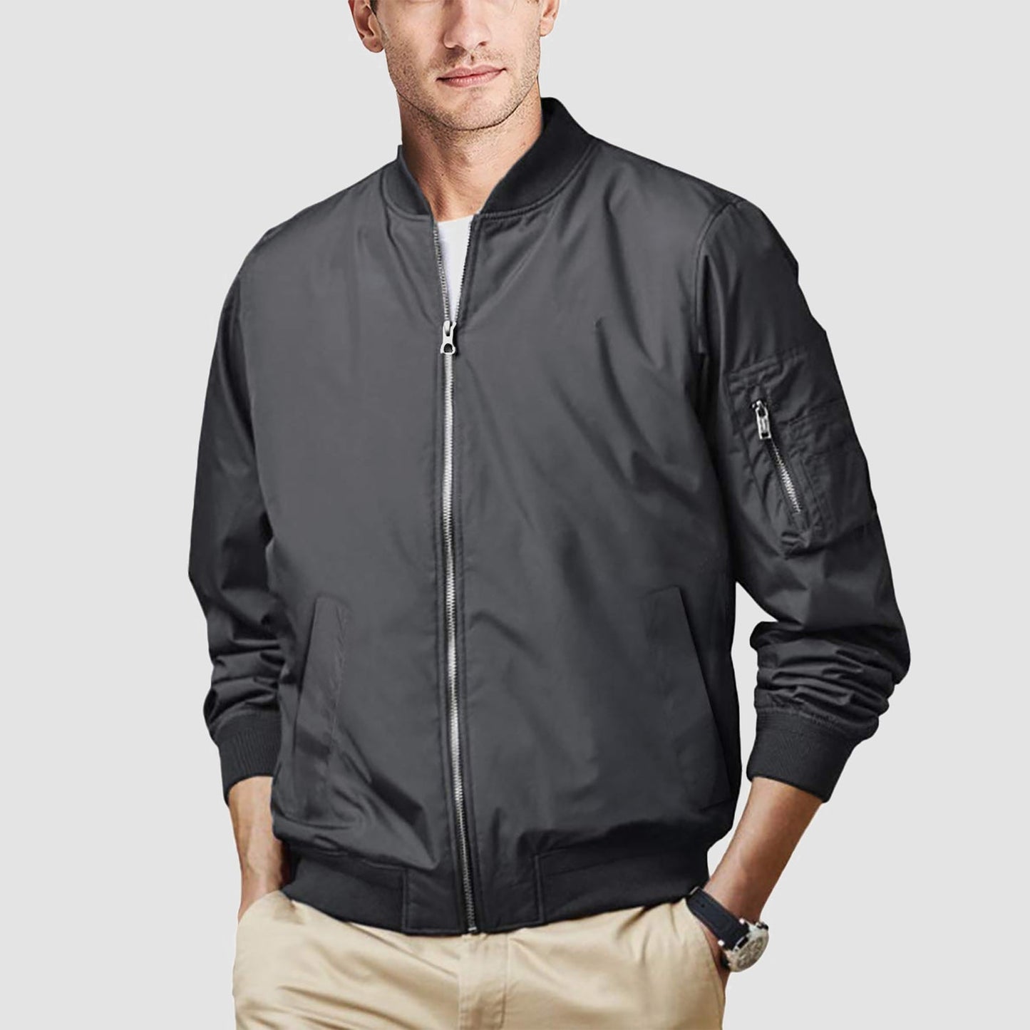 Men's Bomber Jacket Lightweight Windproof Casual Jacket