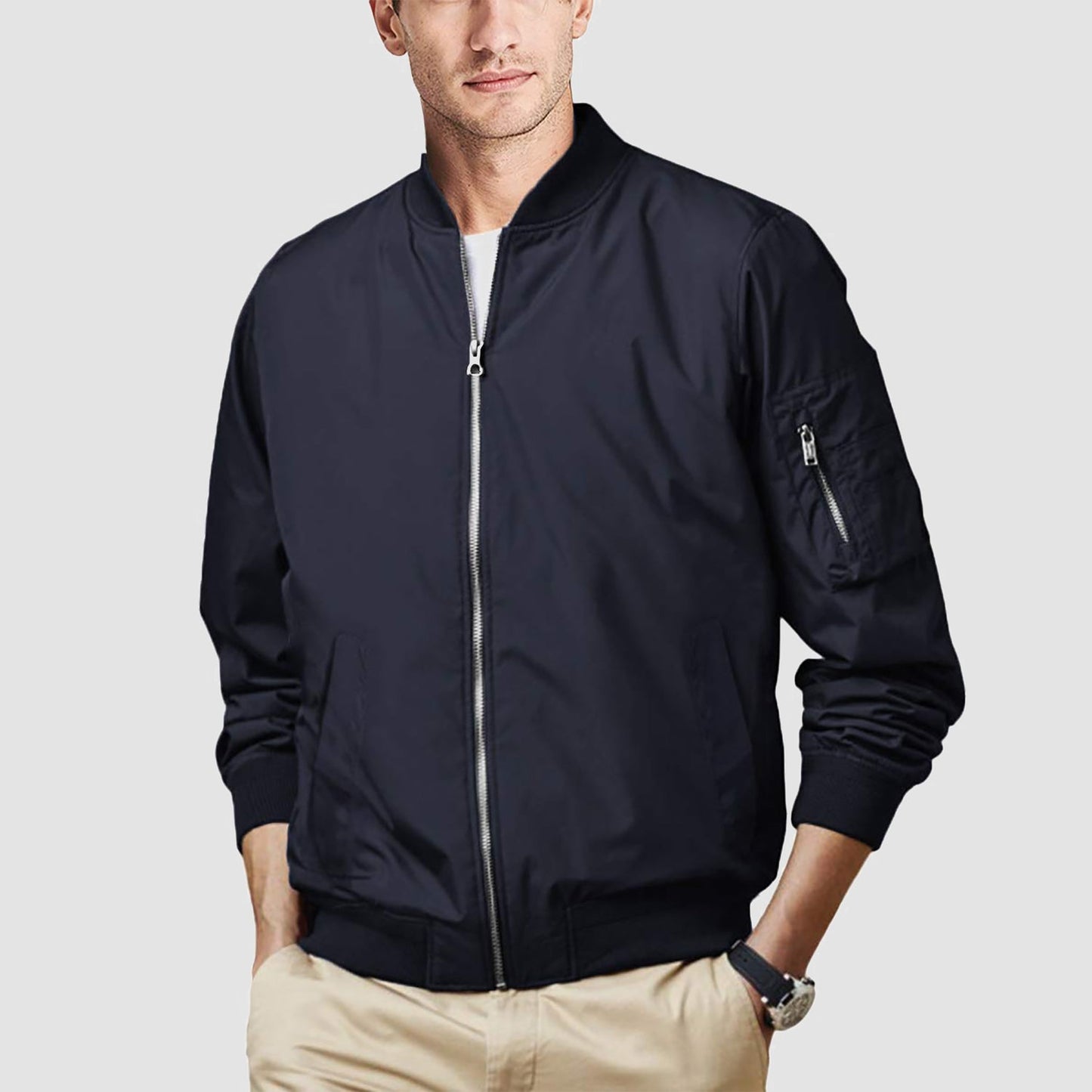 Men's Bomber Jacket Lightweight Windproof Casual Jacket