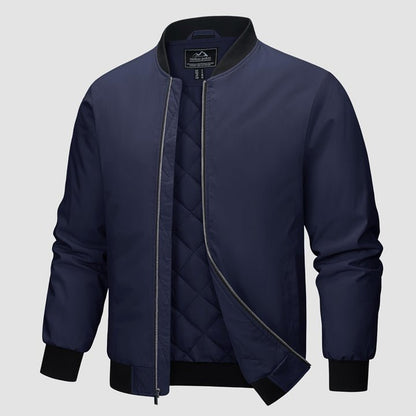 Men's Winter Bomber Jacket, Quilted & Windproof Zip-Up Coat