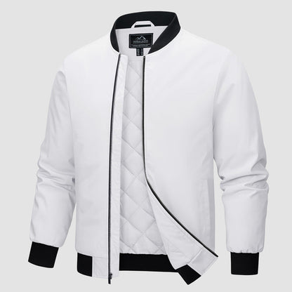 Men's Winter Bomber Jacket, Quilted & Windproof Zip-Up Coat
