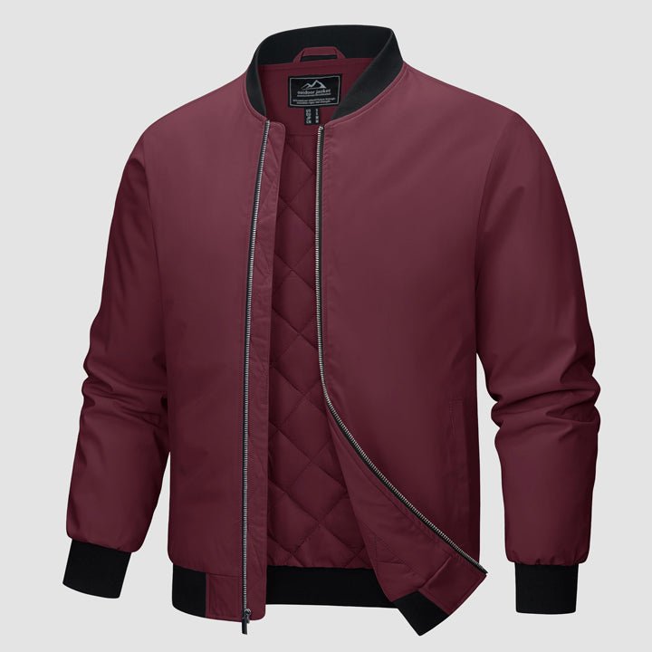 Men's Winter Bomber Jacket, Quilted & Windproof Zip-Up Coat