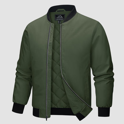 Men's Winter Bomber Jacket, Quilted & Windproof Zip-Up Coat