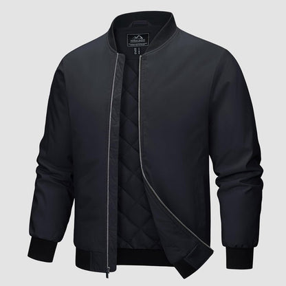 Men's Winter Bomber Jacket, Quilted & Windproof Zip-Up Coat