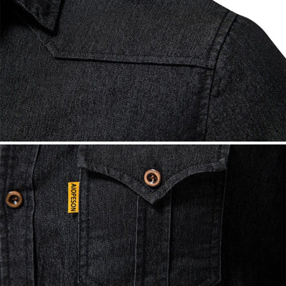 AdaptiveFit Cotton Denim Shirt: Tailored For Men