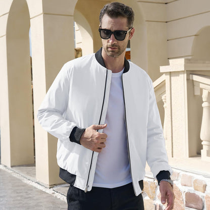 Men's Winter Bomber Jacket, Quilted & Windproof Zip-Up Coat