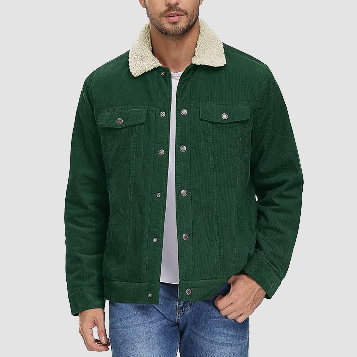 Men's Corduroy Jacket - Sherpa-Lined Winter Coat