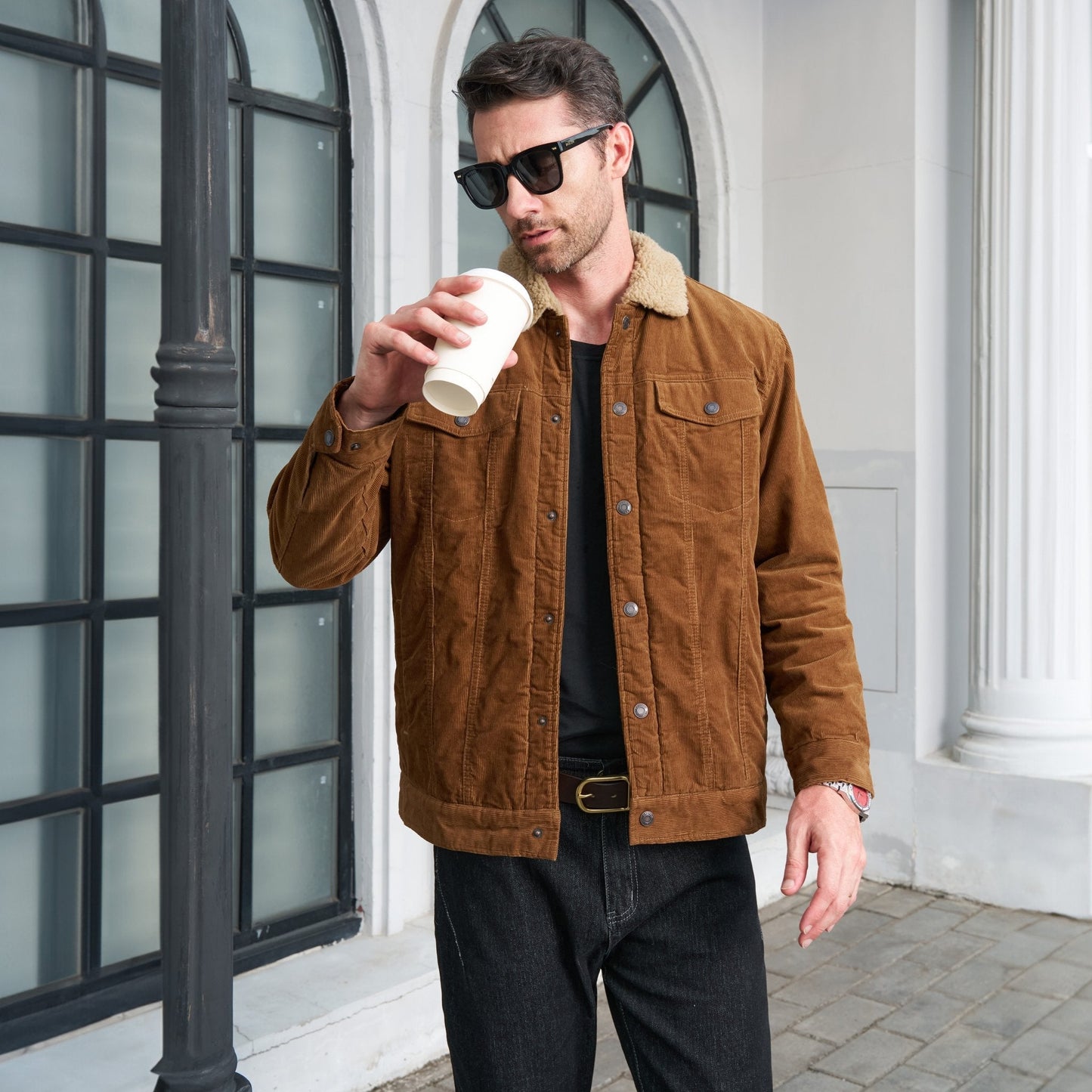 Men's Corduroy Jacket - Sherpa-Lined Winter Coat