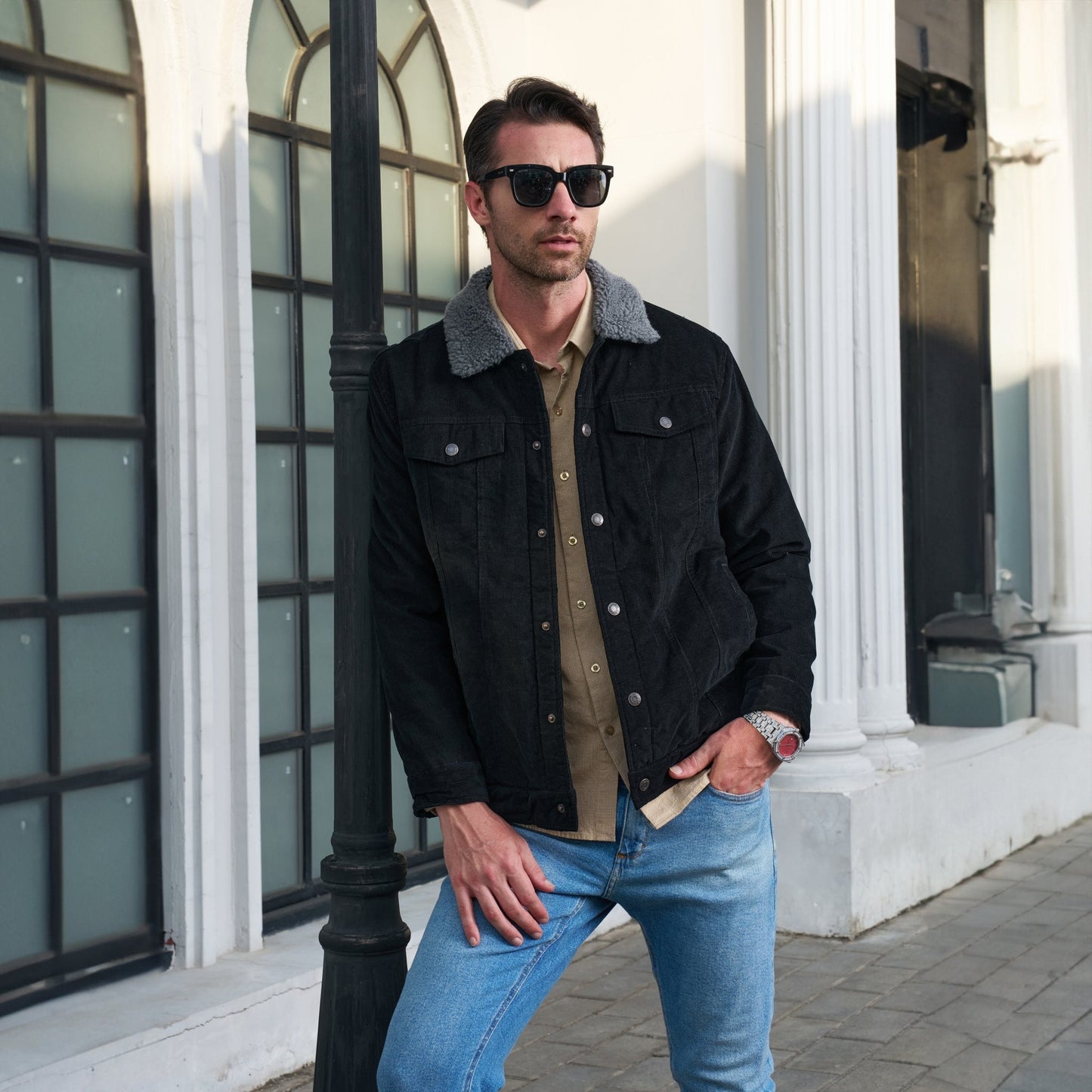 Men's Corduroy Jacket - Sherpa-Lined Winter Coat