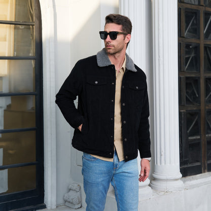Men's Corduroy Jacket - Sherpa-Lined Winter Coat