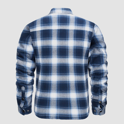 Men's Quilted Flannel Jacket - Warm Winter Padded Shirt