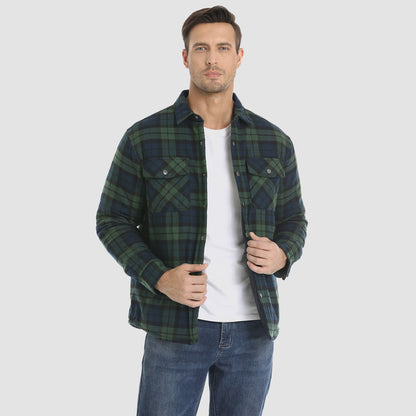 Men's Quilted Flannel Jacket - Warm Winter Padded Shirt