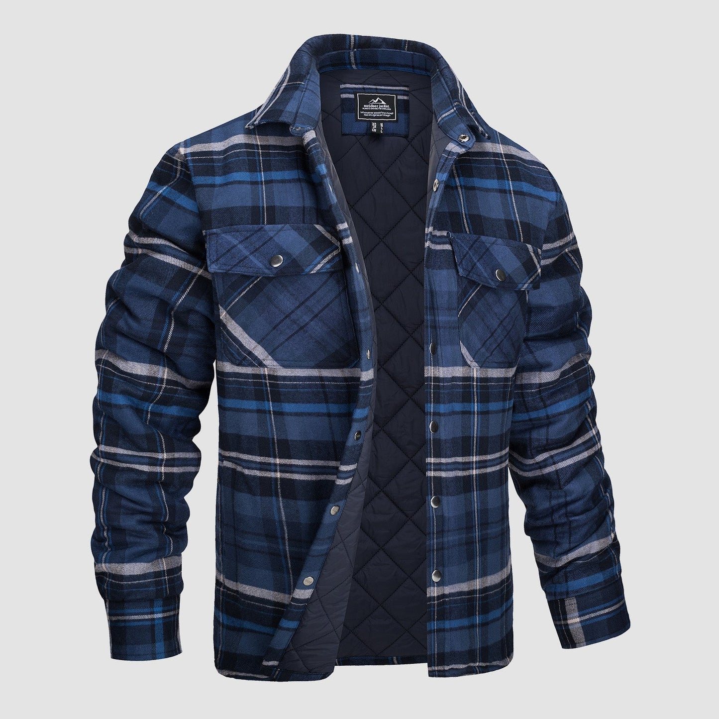 Men's Quilted Flannel Jacket - Warm Winter Padded Shirt
