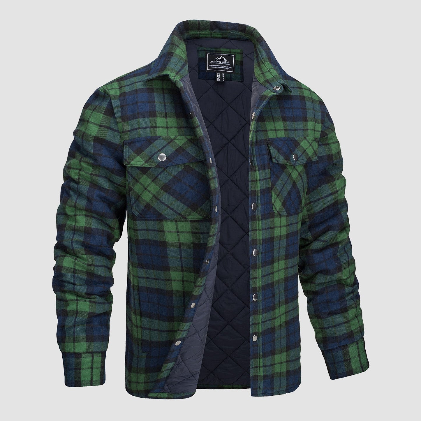 Men's Quilted Flannel Jacket - Warm Winter Padded Shirt