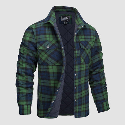 Men's Quilted Flannel Jacket - Warm Winter Padded Shirt