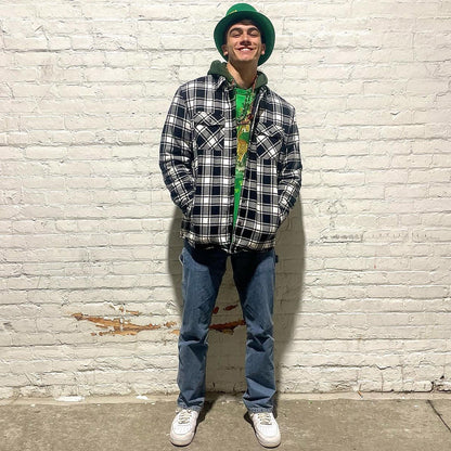 Men's Quilted Flannel Jacket - Warm Winter Padded Shirt