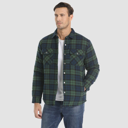 Men's Quilted Flannel Jacket - Warm Winter Padded Shirt