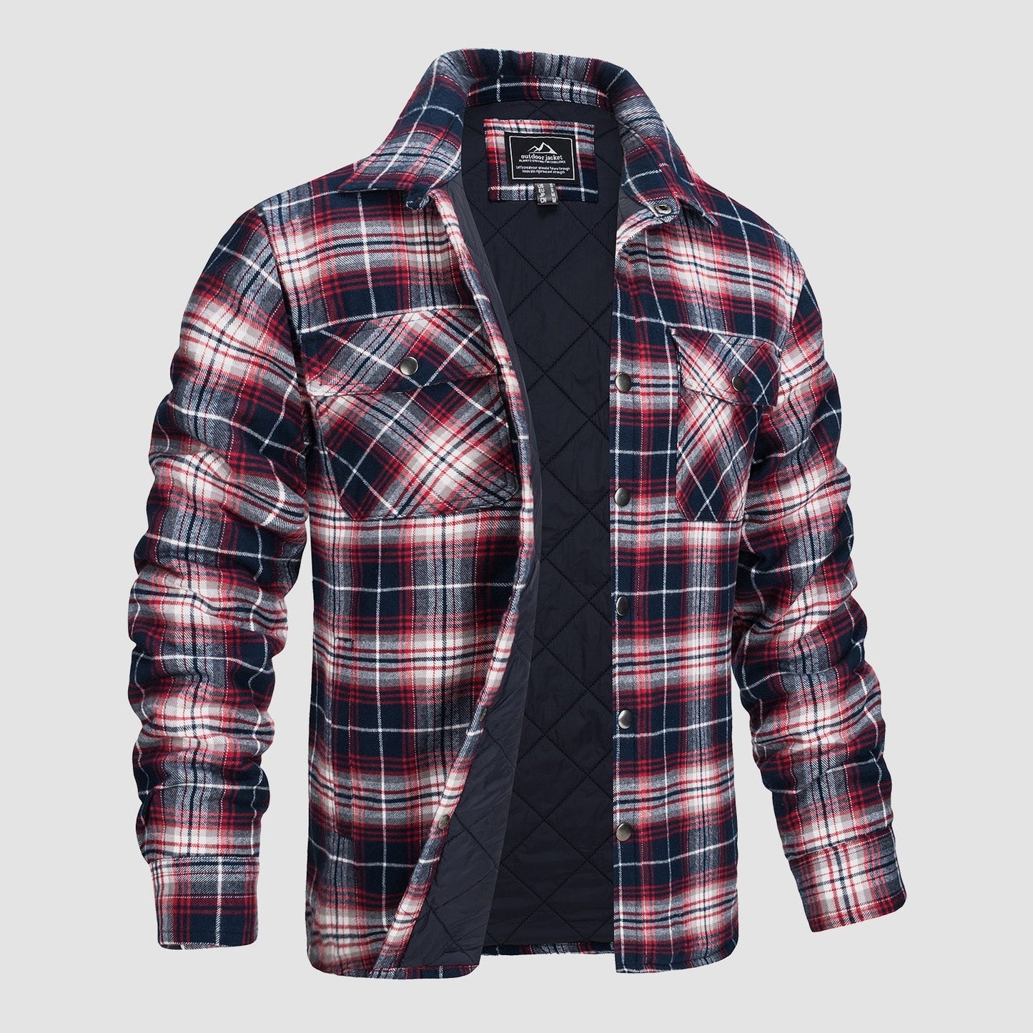 Men's Quilted Flannel Jacket - Warm Winter Padded Shirt