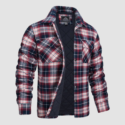 Men's Quilted Flannel Jacket - Warm Winter Padded Shirt