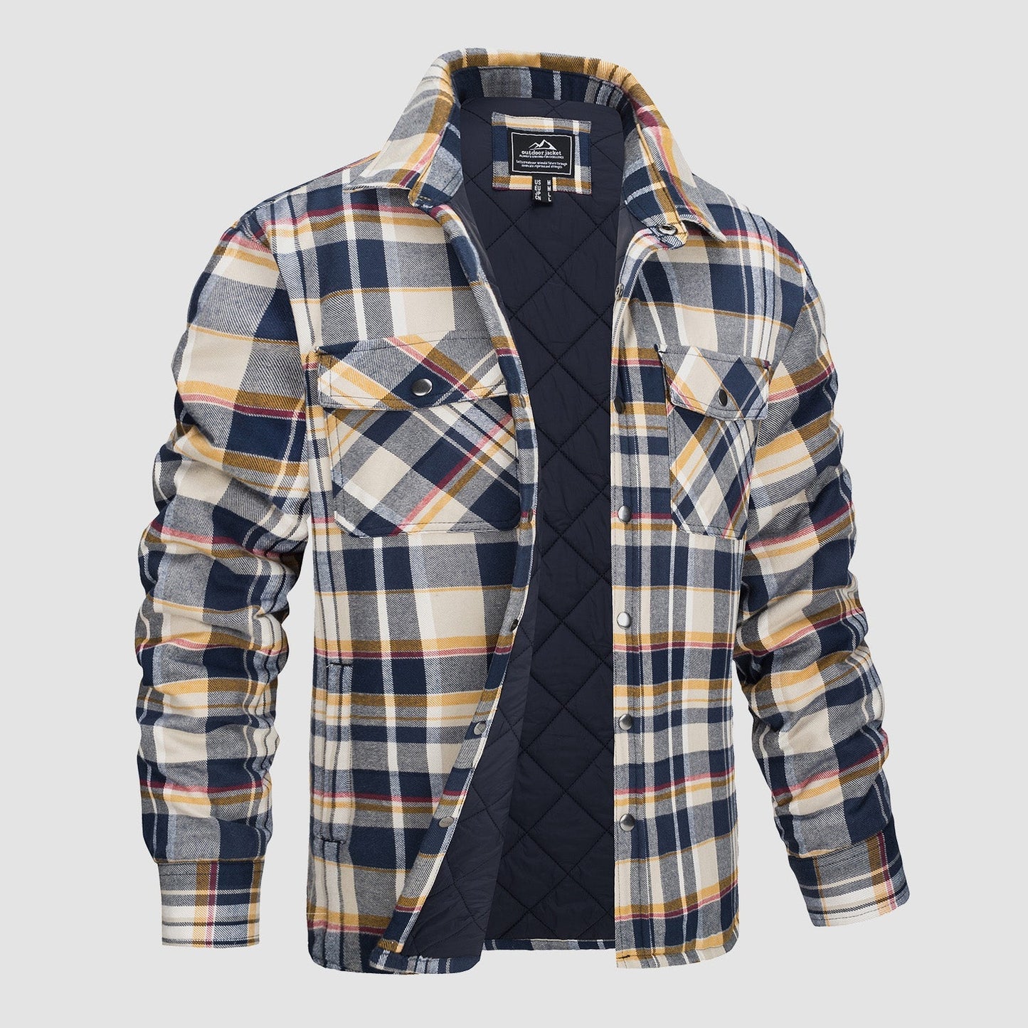 Men's Quilted Flannel Jacket - Warm Winter Padded Shirt