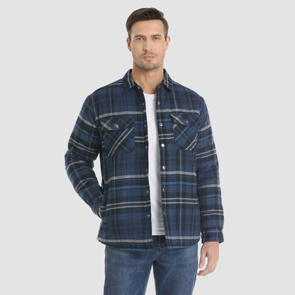 Men's Quilted Flannel Jacket - Warm Winter Padded Shirt